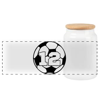 Numéro 12 football - 12e anniversaire  - Boîte à biscuits avec couvercle en bois - blanc - Devant