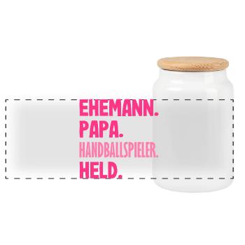 Handball Players Handball Handball Gifts - Panoramic Cookie Jar with Wooden Lid - white - Front