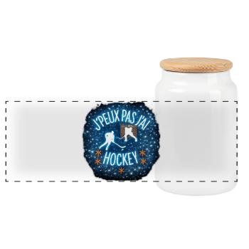 Ich kann nicht, ich kann Hockey haben - Panorama Keksdose mit Holzdeckel - Weiß - Vorne