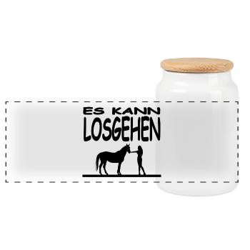 Chevaux - Boîte à biscuits avec couvercle en bois - blanc - Devant