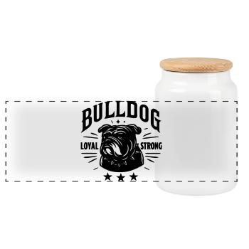 Bulldog Bully loyal Dog Dogge Shirt old english - Panoramic Cookie Jar with Wooden Lid - white - Front