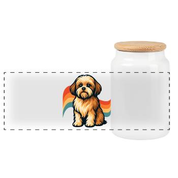 Shih Tzu Chien Rêve Arc-en-ciel - Boîte à biscuits avec couvercle en bois - blanc - Devant