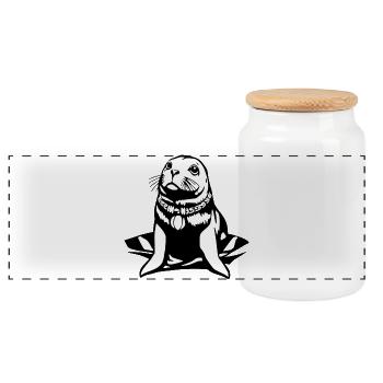 Seal Seal T-shirt Gift Northern Germany - Panoramic Cookie Jar with Wooden Lid - white - Front