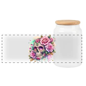 Fleurs Crâne Beauté Floraison - Boîte à biscuits avec couvercle en bois - blanc - Devant