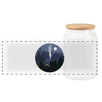 Nightfall Cabin in Pines - Panoramic Cookie Jar with Wooden Lid - white - Front