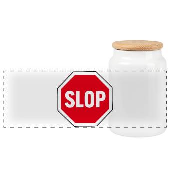 STOP the SLOP - Panoramic Cookie Jar with Wooden Lid - white - Front