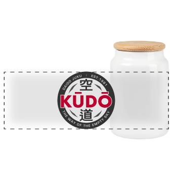 Kudo - Daido Juku - Der Weg des leeren Himmels - Panorama Keksdose mit Holzdeckel - Weiß - Vorne