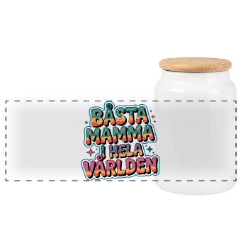 Best mom in the whole world colorful - Panoramic Cookie Jar with Wooden Lid - white - Front