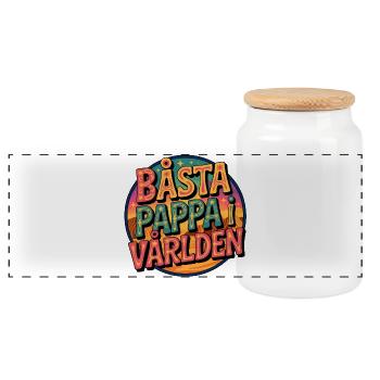 Best Dad World - Panoramic Cookie Jar with Wooden Lid - white - Front