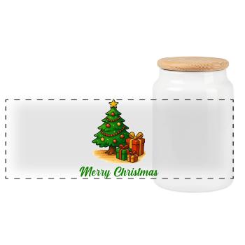 Cadeaux de sapin de Noël - Boîte à biscuits avec couvercle en bois - blanc - Devant