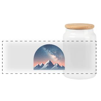 Milky Way Peak Under Star Dome - Panoramic Cookie Jar with Wooden Lid - white - Front
