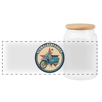 Schwalbe Simson Mobylette DDR Suhl KR51 Cadeau - Boîte à biscuits avec couvercle en bois - blanc - Devant