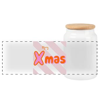Merry Xmas Groovy Typo - Panorama Keksdose mit Holzdeckel - Weiß - Vorne