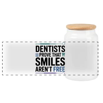 Oral Health Engineer Dental Specialist  - Panoramic Cookie Jar with Wooden Lid - white - Front