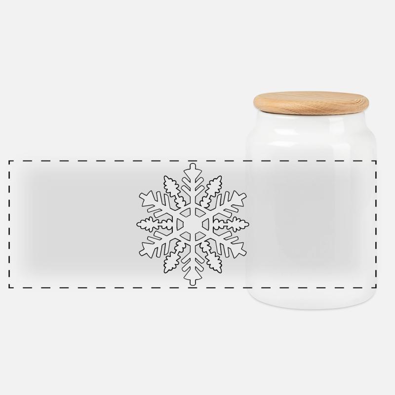 Schneeflocken-Silhouette - Panorama Keksdose mit Holzdeckel - Weiß