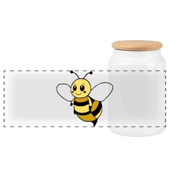 Cute Bee T-Shirt Funny Design Beekeeper - Panoramic Cookie Jar with Wooden Lid - white - Front