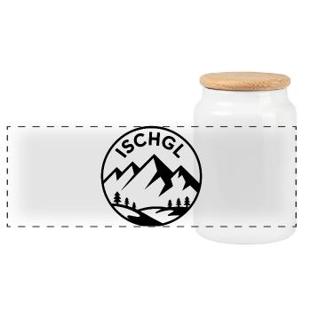 Ischgl - Création de souvenirs - Boîte à biscuits avec couvercle en bois - blanc - Devant