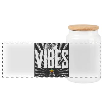 Reggae Vibes Design - Panoramic Cookie Jar with Wooden Lid - white - Front