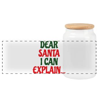 Cher Père Noël, je peux vous expliquer - Boîte à biscuits avec couvercle en bois - blanc - Devant