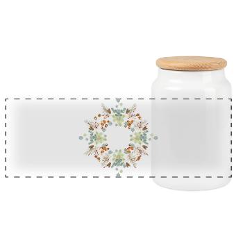 Noble Christmas ornament with nuts and wintergreen - Panoramic Cookie Jar with Wooden Lid - white - Front