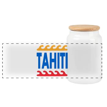 Tahiti - Polynésie française - Polynésie - Plage - Boîte à biscuits avec couvercle en bois - blanc - Devant
