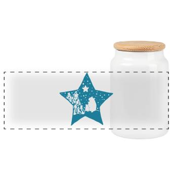 Eisbaer_im_Stern - Panoramic Cookie Jar with Wooden Lid - white - Front