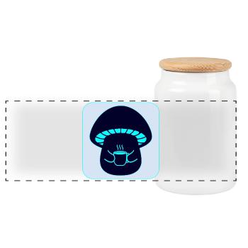 MUSHROOM PICKING - TEA - Panoramic Cookie Jar with Wooden Lid - white - Front