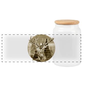 Cerf - Boîte à biscuits avec couvercle en bois - blanc - Devant