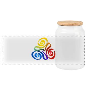 Spirale triangle arc-en-ciel - Boîte à biscuits avec couvercle en bois - blanc - Devant