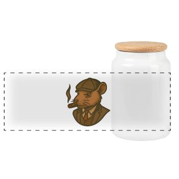 Rat en costume avec cigare - Boîte à biscuits avec couvercle en bois - blanc - Devant