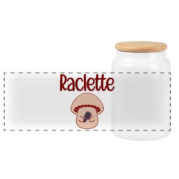 Raclette Champignons - Boîte à biscuits avec couvercle en bois - blanc - Devant