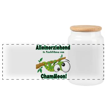 Parent célibataire en formation pour devenir un caméléon dicton - Boîte à biscuits avec couvercle en bois - blanc - Devant