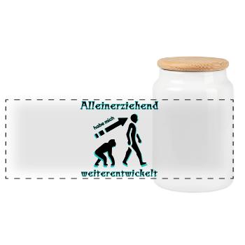 Single parent have developed me Spruch - Panoramic Cookie Jar with Wooden Lid - white - Front