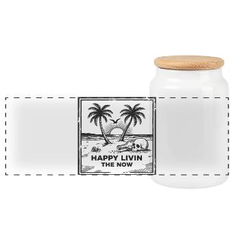Vintage Beach Skull T-Shirt – Happy Livin - Panoramic Cookie Jar with Wooden Lid - white - Front