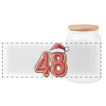 48 Number Biscuit Christmas - Panoramic Cookie Jar with Wooden Lid - white - Front