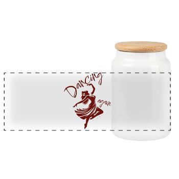 💃Dancing Again Inspired by Psalm 30:11 - Panoramic Cookie Jar with Wooden Lid - white - Front