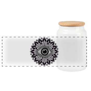 L’œil mystique dans le mandala – Symbole spirituel - Boîte à biscuits avec couvercle en bois - blanc - Devant