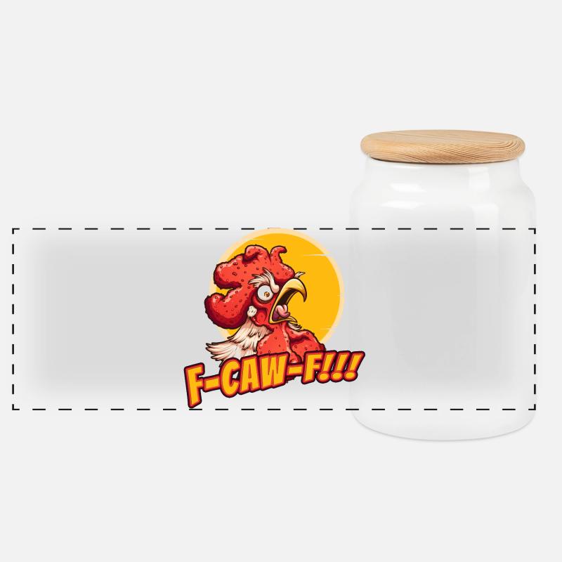 Angry crows f-caw-f - Panoramic Cookie Jar with Wooden Lid - white