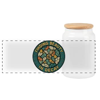 Urbex - Urban Exploration - Panoramic Cookie Jar with Wooden Lid - white - Front