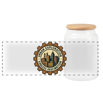 Urbex - Urban Exploration - Panoramic Cookie Jar with Wooden Lid - white - Front