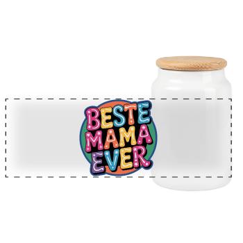 Best Mom Ever - Panoramic Cookie Jar with Wooden Lid - white - Front