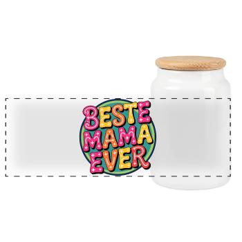 Best Mama Ever Retro Typography - Panoramic Cookie Jar with Wooden Lid - white - Front