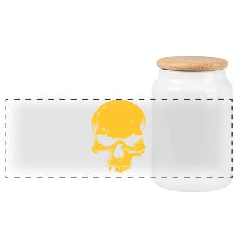 Yellow Skull Contrast - Panoramic Cookie Jar with Wooden Lid - white - Front