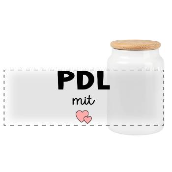 PDL Nursing Service Management with Heart - Panoramic Cookie Jar with Wooden Lid - white - Front