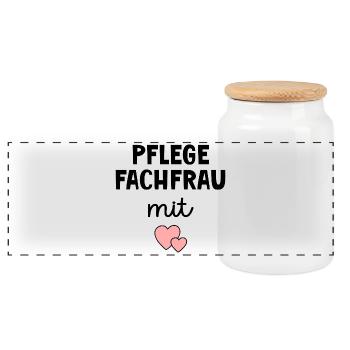 Pflege Pflegefachfrau mit Herz - Panorama Keksdose mit Holzdeckel - Weiß - Vorne