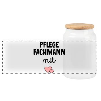 Pflege Pflegefachmann mit Herz - Panorama Keksdose mit Holzdeckel - Weiß - Vorne