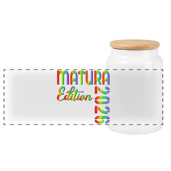 MATURA 2026 RAINBOW - Panoramic Cookie Jar with Wooden Lid - white - Front