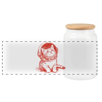 Astro Kitty - Panorama Keksdose mit Holzdeckel - Weiß - Vorne