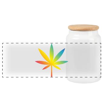 Cannabis / Marijuana / Hemp (Rainbow / History) - Panoramic Cookie Jar with Wooden Lid - white - Front