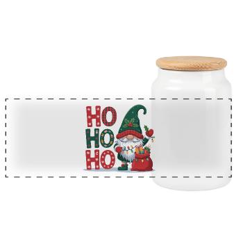 HoHoHo Gnome Christmas - Panoramic Cookie Jar with Wooden Lid - white - Front